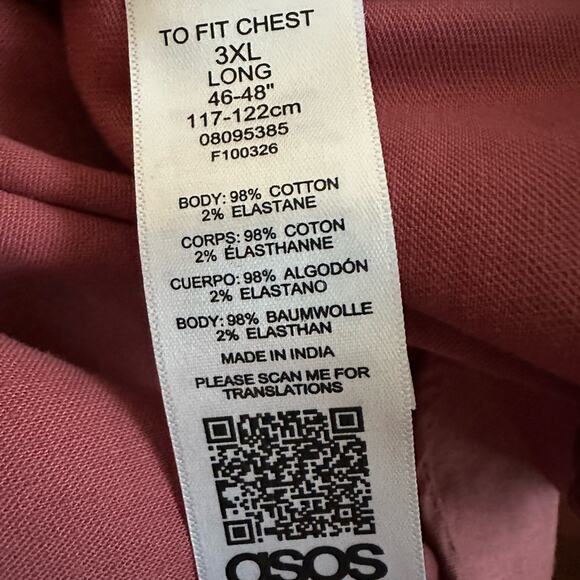 NEW ASOS 3XL Longline Button Down Shirt Grandpa Y2K 90s Cotton Mandarin Collar - Picture 8 of 8